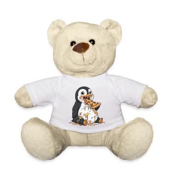 Cute Penguin Spill Pizza Italian Food - Teddy Bear - sun yellow - Front