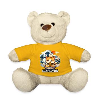 Ramen Neko Great Wave - Teddy Bear - sun yellow - Front