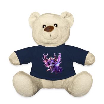 Dragon violet avec couronne - Nounours - bleu marine - Devant
