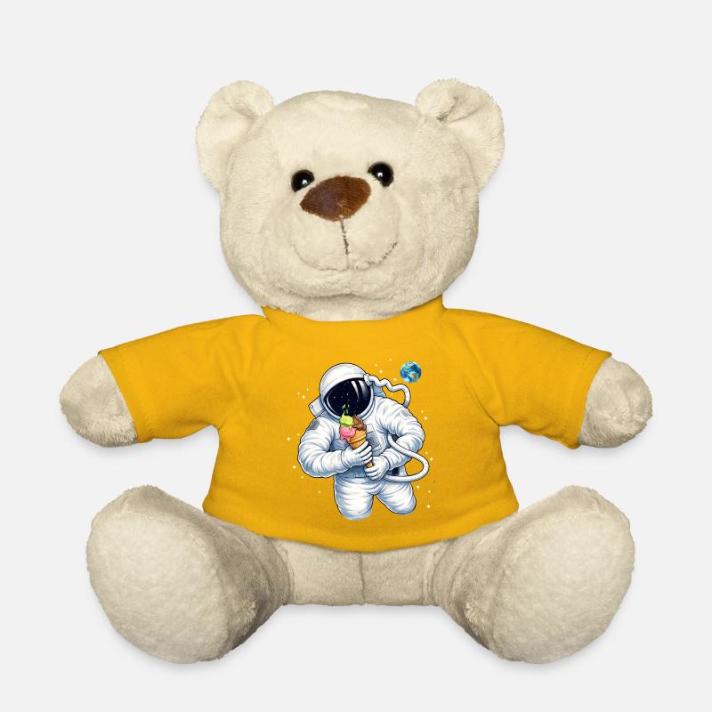 Astronaut mit Eiscreme im Weltall  - Teddy - Sonnengelb