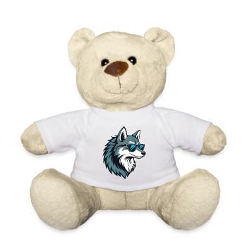 Loup stylé en lunettes bleues - Nounours - jaune soleil - Devant