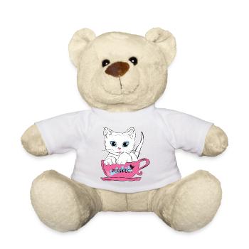 Chat Purrfect dans une tasse de thé rose - Nounours - jaune soleil - Devant