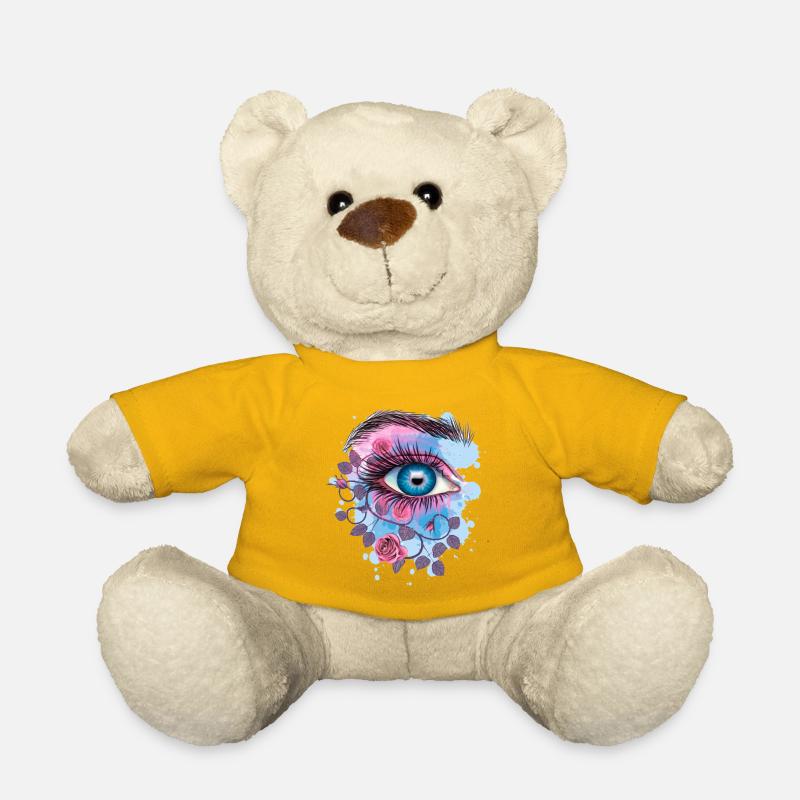 Blaues psychedelisches blumiges Auge - Teddy - Sonnengelb