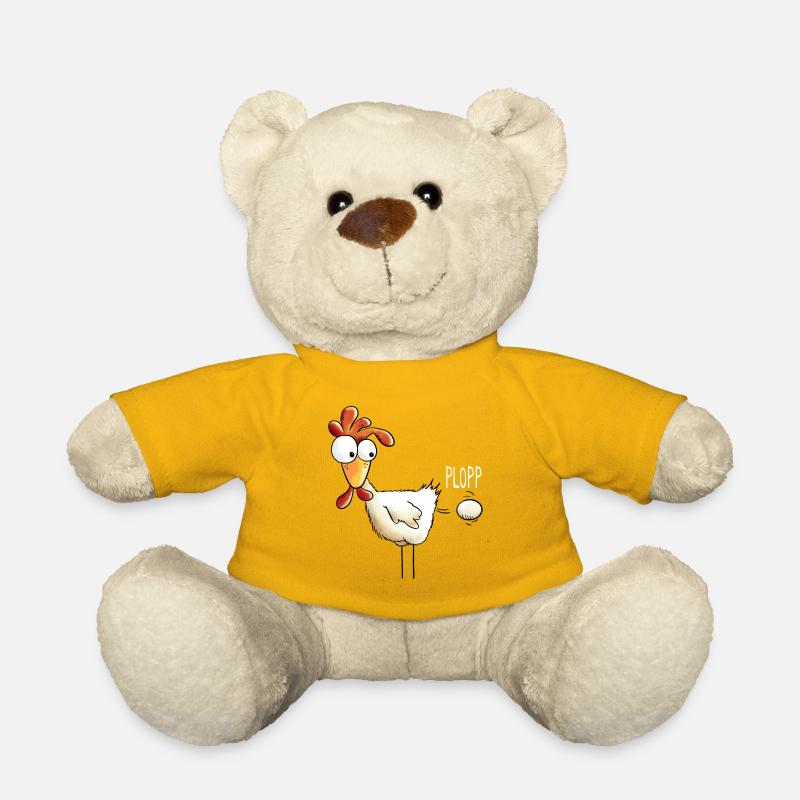Plopp es ist raus das Ei - Huhn - Hahn - Gockel - Teddy - Sonnengelb