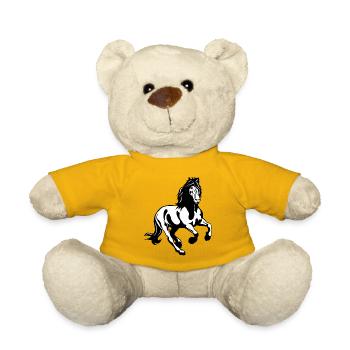 Friesian stallion galloping - Teddy Bear - sun yellow - Front