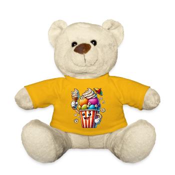 fröhliches Comic-Eis-Motiv für sommerlichen Spaß - Teddy - Sonnengelb - Vorne