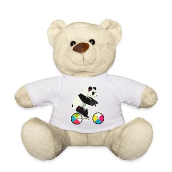 Panda auf Fahrrad–Lustige & kreative Illustration - Teddy - Sonnengelb - Vorne
