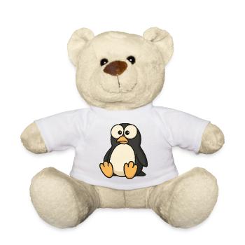 Funny confused penguin with googly eyes - Teddy Bear - sun yellow - Front