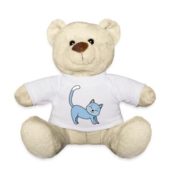 Happy Cat Playful Illustration - Teddy Bear - sun yellow - Front