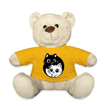 Ying Yang Kawaii Cats Icon - Teddy Bear - sun yellow - Front