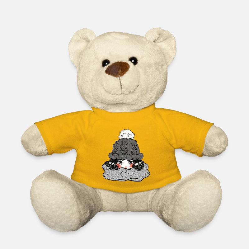 Fille en hiver - Nounours - jaune soleil