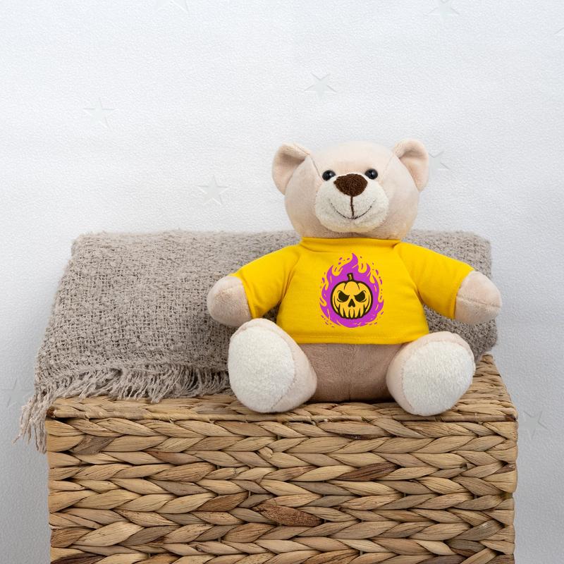 Orange pumpkin with purple flames Teddy Bear