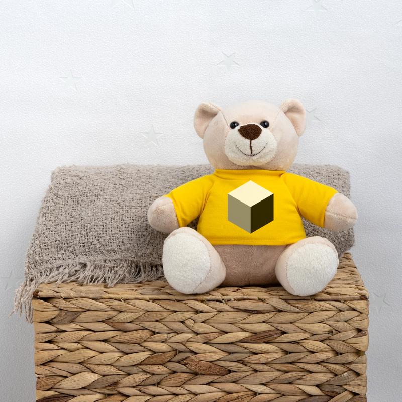 Geometric Cube Silhouette Teddy Bear
