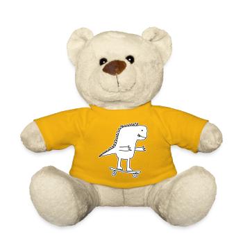 Dino skateboard dessin animé, Cool dinosaure Nerd enfants - Nounours - jaune soleil - Devant