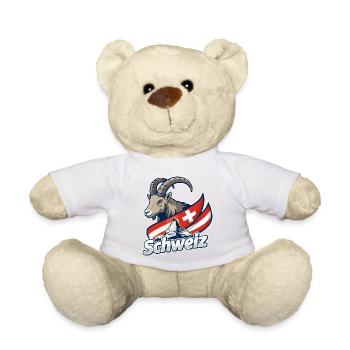 Alpine Ibex with Swiss flag - Teddy Bear - sun yellow - Front