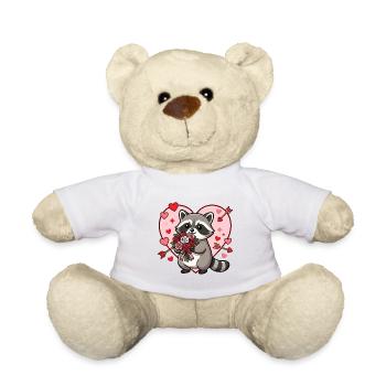 Kawaii Raccoon Valentine Flower Heart - Teddy Bear - sun yellow - Front