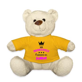 Princesse née en Juillet Joli Cadeau Naissance - Nounours - jaune soleil - Devant