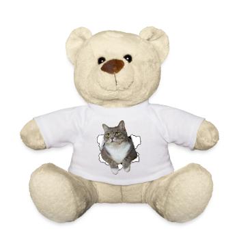 Cute cat peeking out of hole - Funny cat design - Teddy Bear - sun yellow - Front