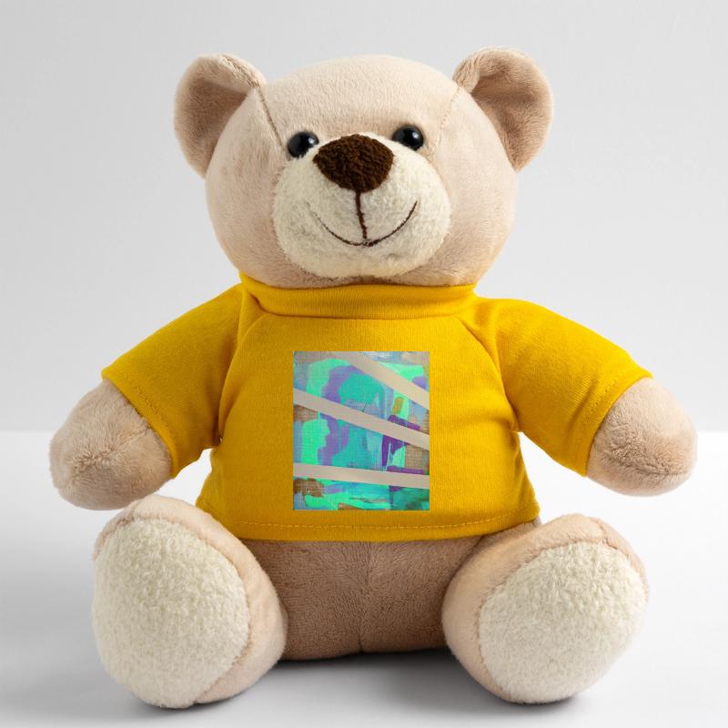 Neon Abstract Stripe Collage Teddy Bear