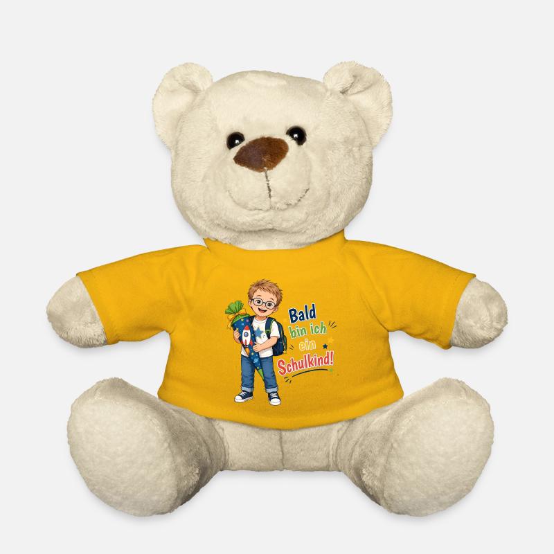 Bald bin ich ein Schulkind – Down Syndrom Junge - Teddy - Sonnengelb