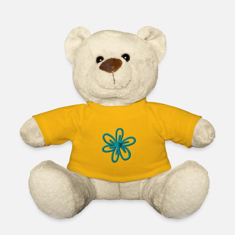 Flower embroidered - Teddy Bear - sun yellow