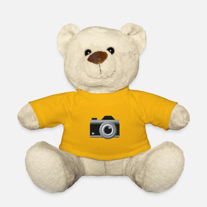 Camera embroidered - Teddy Bear - sun yellow