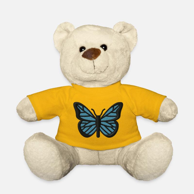 Schmetterling bestickt - Teddy - Sonnengelb