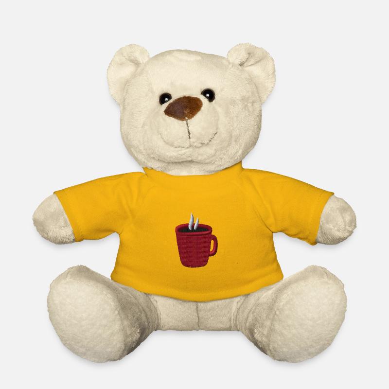 Tasse à café brodée - Nounours - jaune soleil