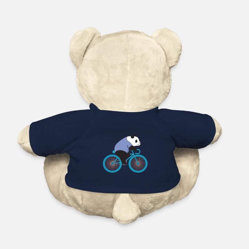 Panda Bär mit Fahrrad - Teddy - French Navy