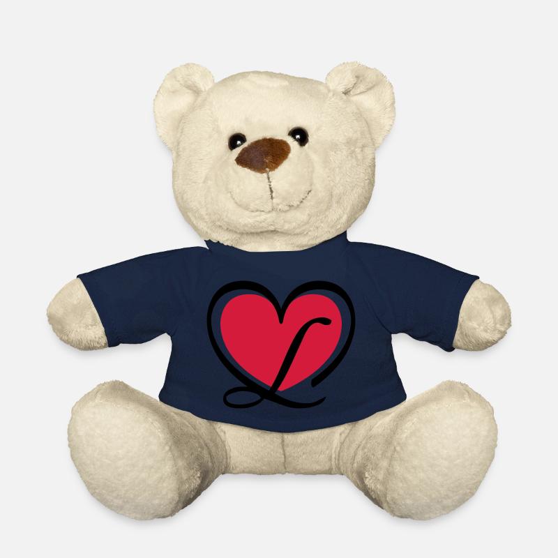 Liebe Herz Buchstabe L - Teddy - French Navy