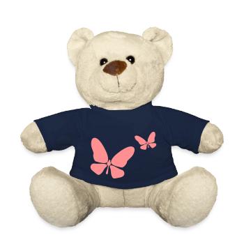 2 butterflies mother and child - Teddy Bear - french navy - Front