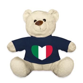 Italian Flag Heart - Teddy Bear - french navy - Front