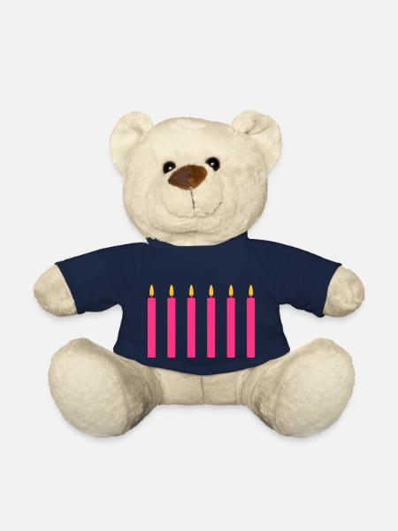 6 bougies / / six / / sixième anniversaire / / - Nounours - bleu marine