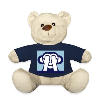 3 Wise Monkeys See Nothing Keeps Eyes Hidden - Teddy Bear - french navy - Front