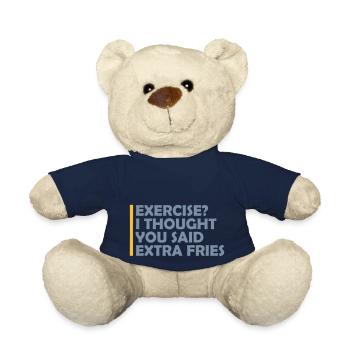 Exercise Extra Fries Quote - Teddy Bear - french navy - Front