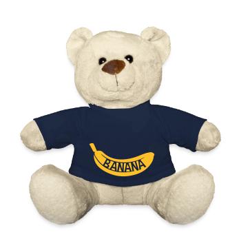 jaune texte banana logo fruits banane délicieux sain il - Nounours - bleu marine - Devant