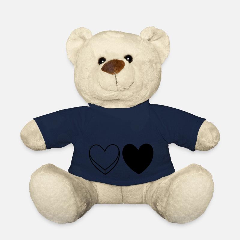 Cœurs noirs et blancs - Nounours - bleu marine