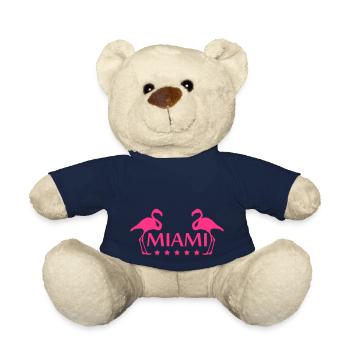 Miami États-Unis 2 Flamants roses Star Birds Amérique Floride - Nounours - bleu marine - Devant