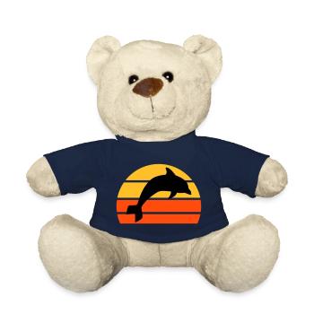 Jumping dolphin in front of a divided half sun - Teddy Bear - french navy - Front