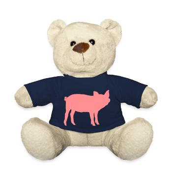 Süßes Schweinchen Schwein Silhouette Tier Liebe - Teddy - French Navy - Vorne