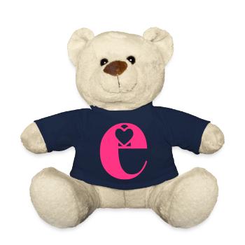 Letter e Initial Letter with Heart - Teddy Bear - french navy - Front