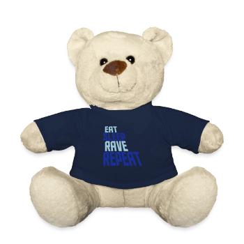 Eat Sleep Rave Repeat Essen Schlafen Raven Spruch - Teddy - French Navy - Vorne