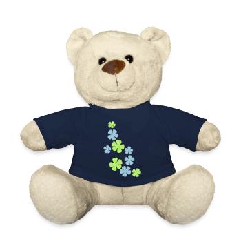 Many Pretty Flowers Colorful Decorative Pattern Beautiful - Teddy Bear - french navy - Front