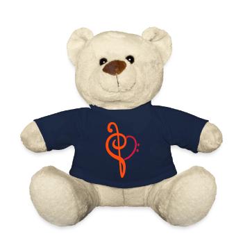 I Love Music Liebe Notenschlüssel Note Bass Herz - Teddy - French Navy - Vorne