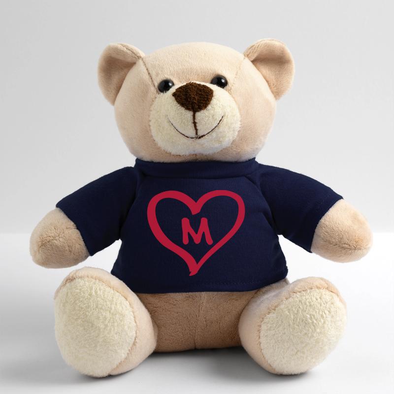 Comic Herz mit M Name Anfangsbuchstabe Initialien Teddy