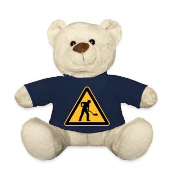 Sign road construction construction site - Teddy Bear - french navy - Front