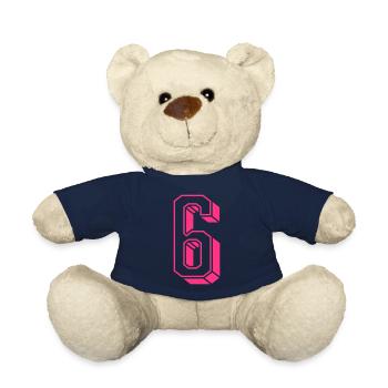 Zahl Sechs - Nummer 6 pink Mädchen Trikotnummer - Teddy - French Navy - Vorne
