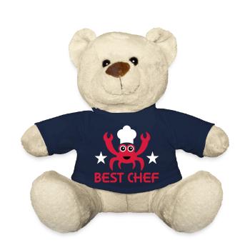 Meilleur chef (crabe, chapeau de chef, étoiles) - Nounours - bleu marine - Devant