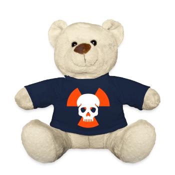Skull without lower jaw before radiation warning signs - Teddy Bear - french navy - Front