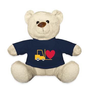 ★ Designfarben änderbar ★ Gabelstapler mit Herz - Teddy - French Navy - Vorne